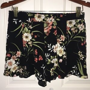 E&M Floral Romper Elastic Waist Flowy Shorts